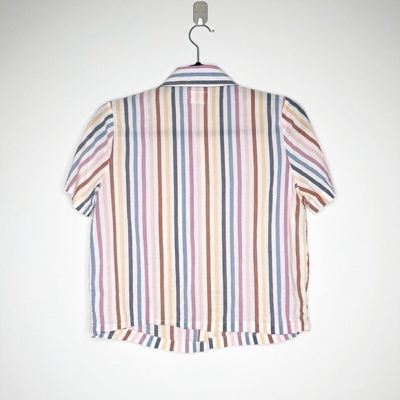 Marine Layer Talia Short-Sleeve Striped Button-Up Shirt Women Multicolor Size XS - Picture 3 of 5